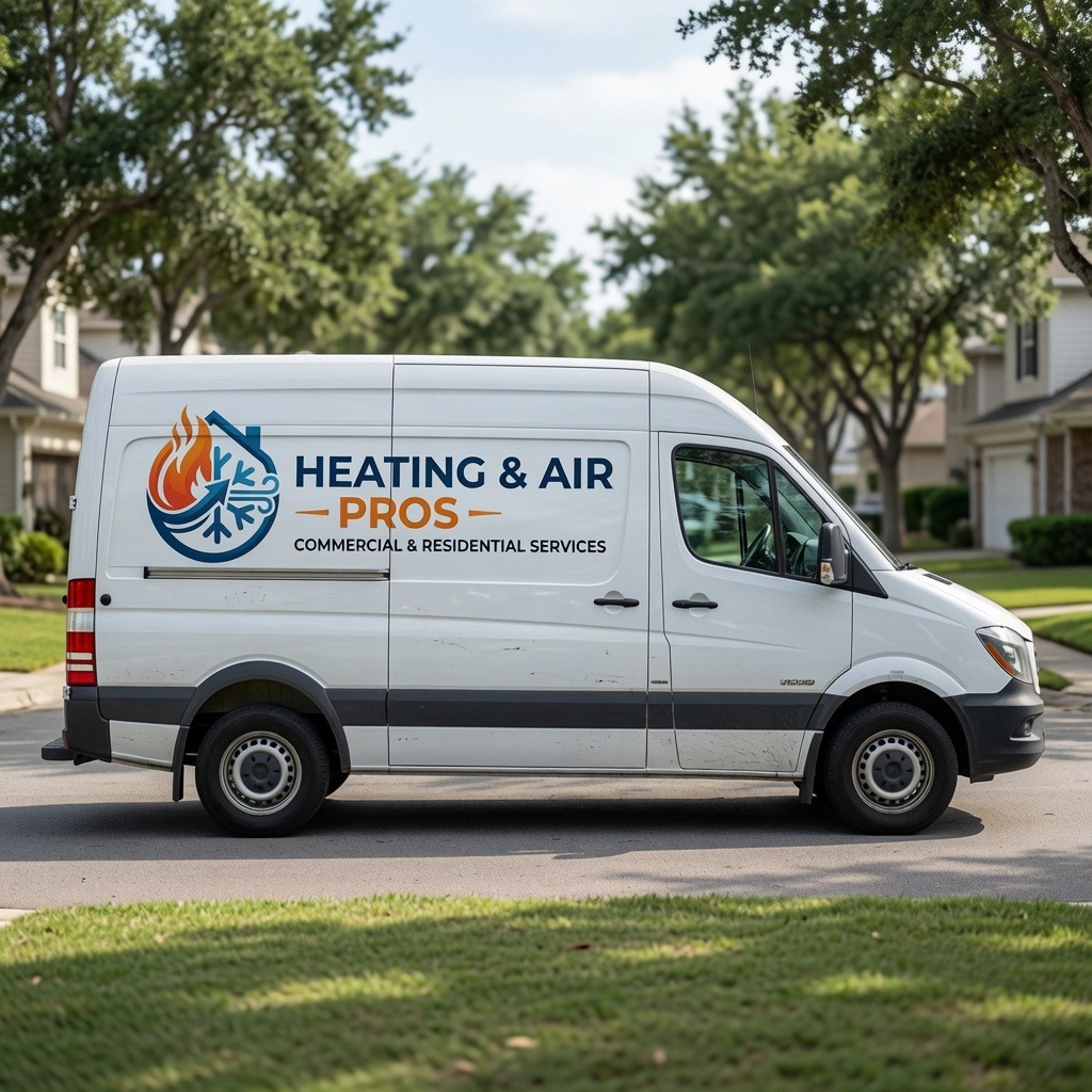 Local heating and air service van serving Parker